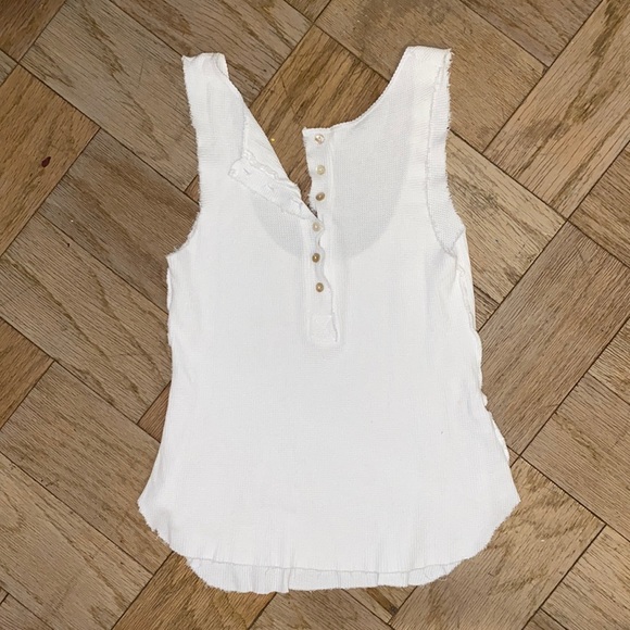 NEW White waffle Henley tank top. - Picture 2 of 12